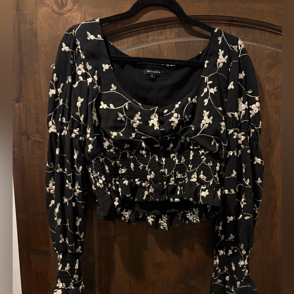 Willow Black and White Floral Blouse